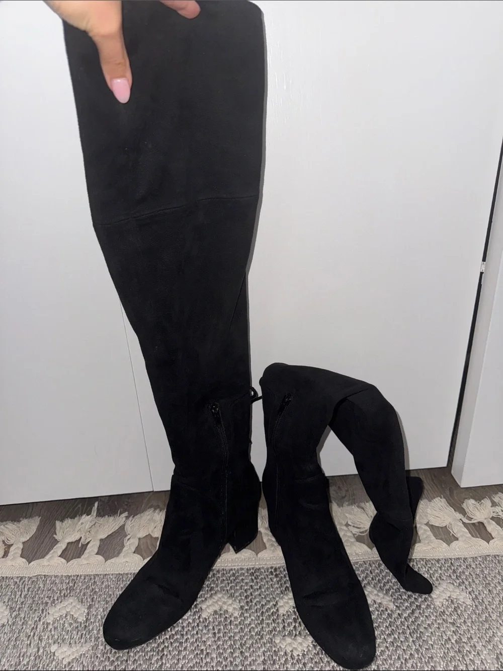 Aldo Black Over-the-Knee Suede Block Heel Boots
